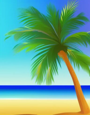 Palm tree sitting on top of the beach