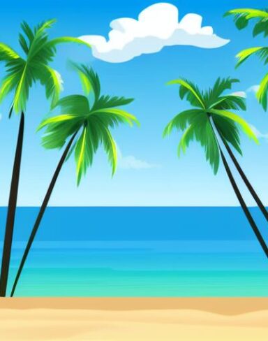 Palm trees on top of a beach