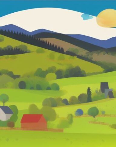 Rural landscape view with some hills