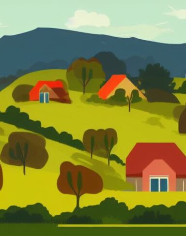 Rural landscape view with some hills