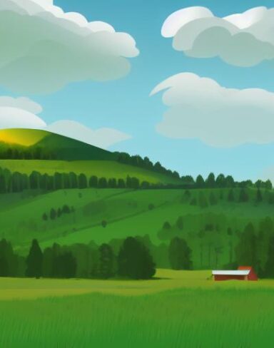 Rural landscape with many hills
