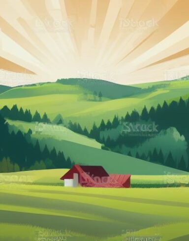 Rural landscape with several hills