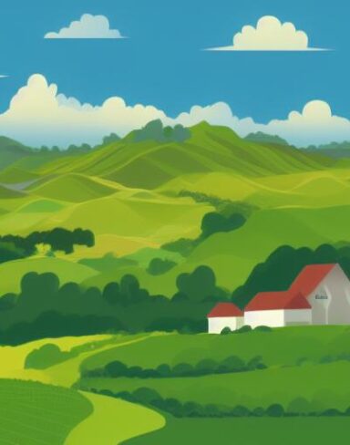 Rural landscape with various hills