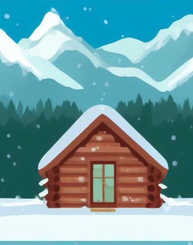Small cabin in the middle of a snowy landscape