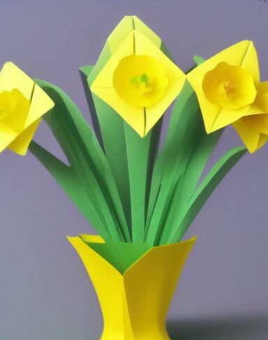 Some paper daffodils in one pot