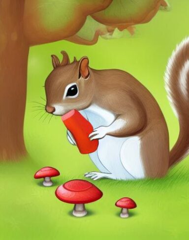 Squirrel and the mushrooms