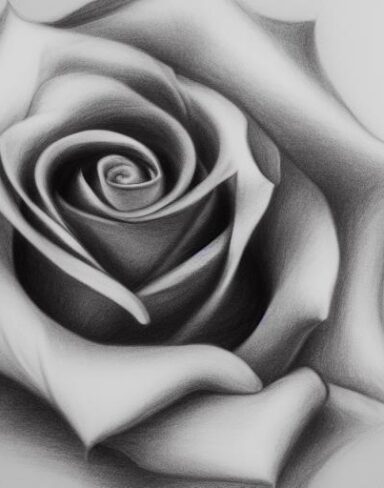 The black and white drawing of rose