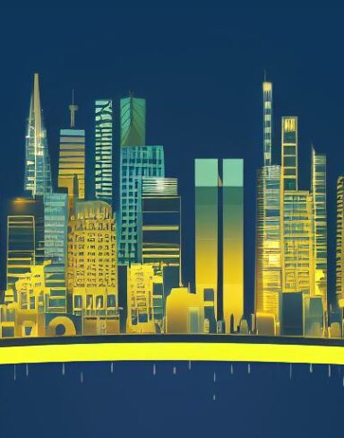 The cityscape at night