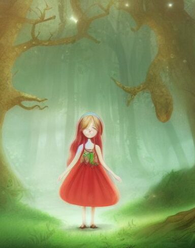 The little girl in a forest