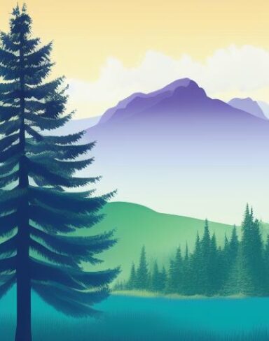The mountain scene with tree in the foreground