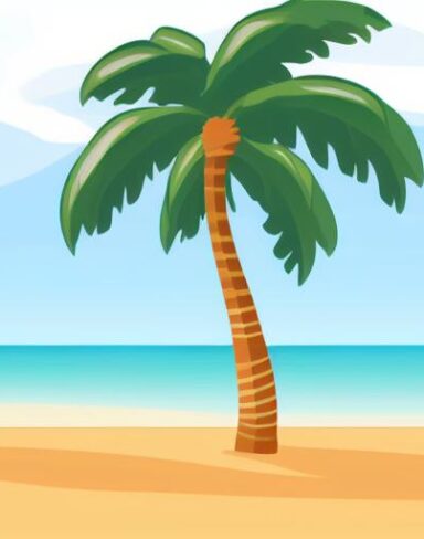 The palm tree sitting on a beach