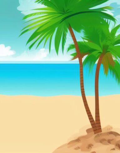 The palm tree sitting on top of a beach