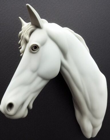 The white horse head sculpture