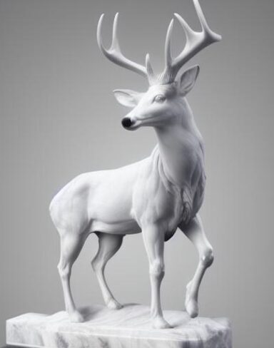 The white statue of a deer