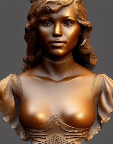 A bronze bust of one young lady