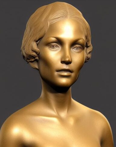 A bronze bust of one young lady