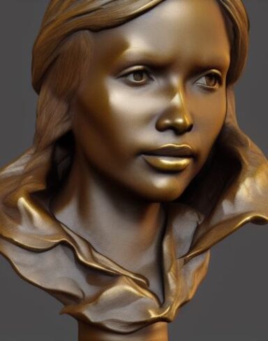 A bronze bust of young lady