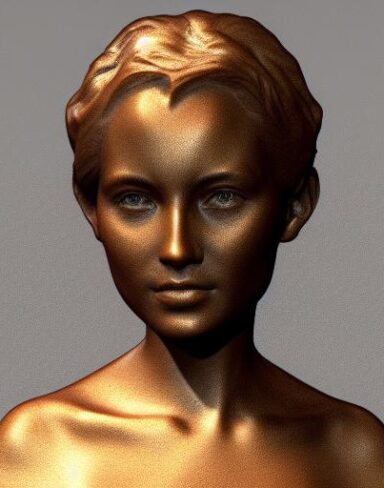 A bronze bust of young lady