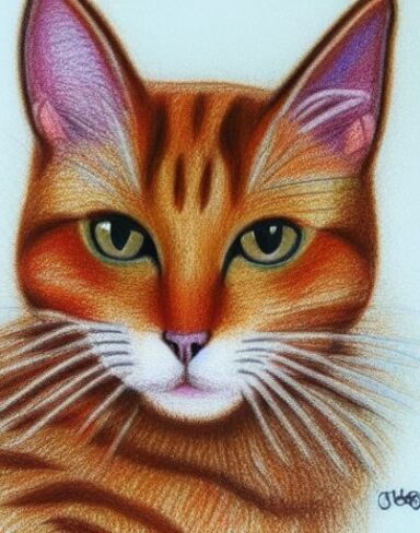 A crayon drawing of a cat