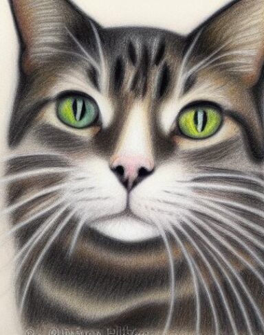 A crayon drawing of a cat