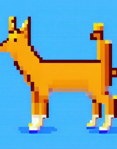 A deer in front of a blue background