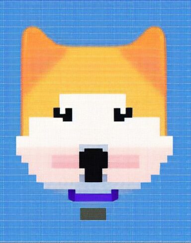 A dog with a blue background