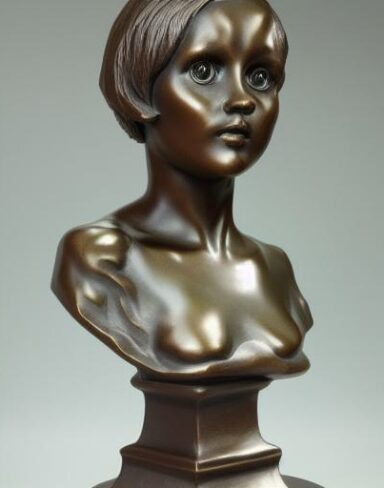 A girl bronze bust sculpture