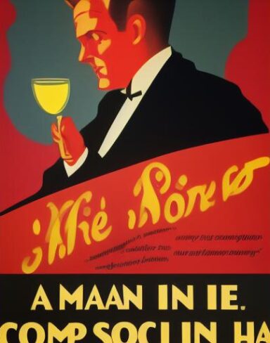 A man holding a wine glass in front of a bowl of soup