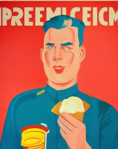 A man holding ice cream