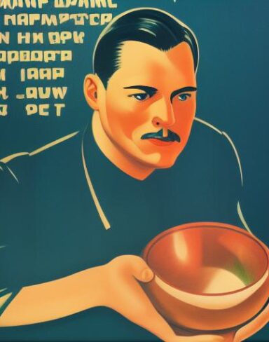 A man in front of a bowl