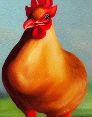 A painting of the hen