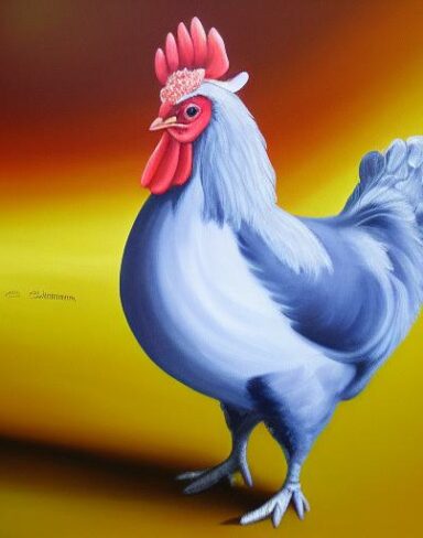 A painting of the hen animal