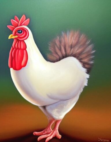 A painting of the hen animal