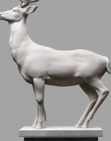 A sculpture statue of a deer