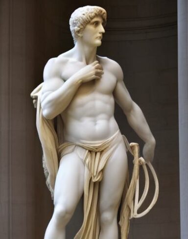A statue of a male