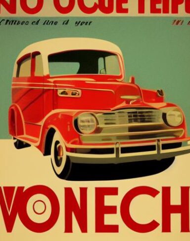 A vintage poster advertising vehicle
