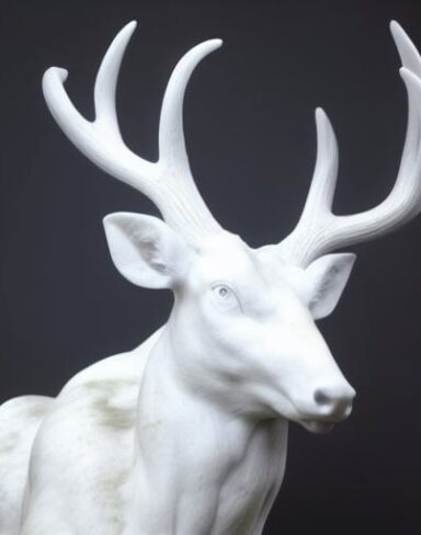 A white deer statue