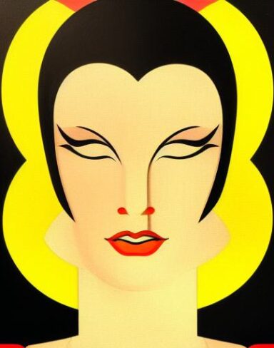 An art deco poster of a woman face