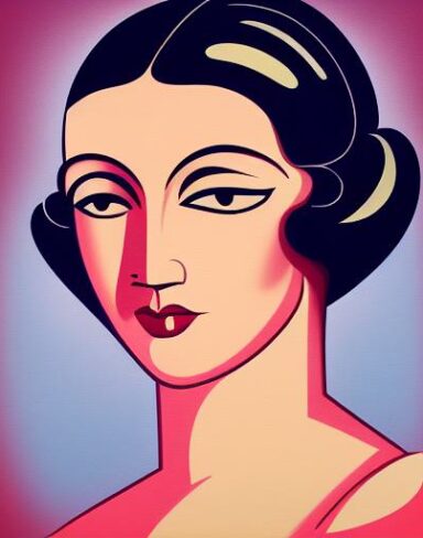 An art deco poster of a woman face