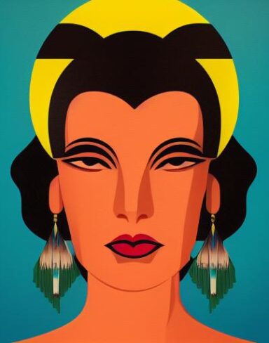 An art deco poster of a woman face