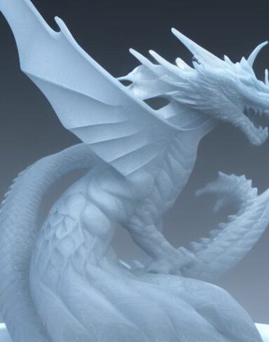 An ice sculpture of a ice dragon