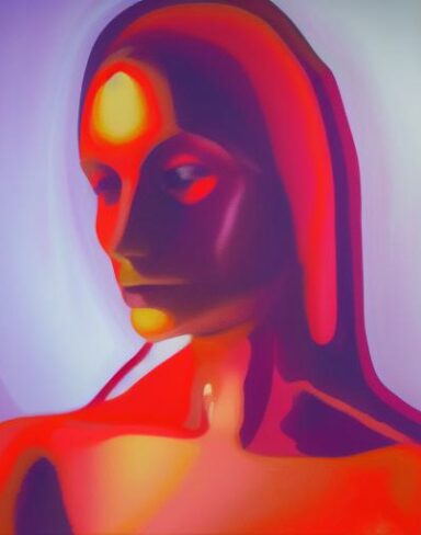 An ultra-realistic Psychedelic painting of a woman’s figure