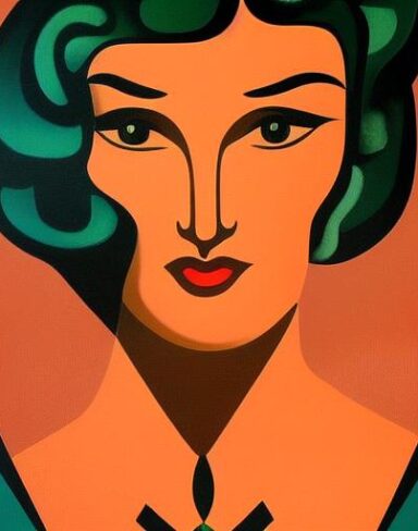 Art deco poster with a pretty woman face