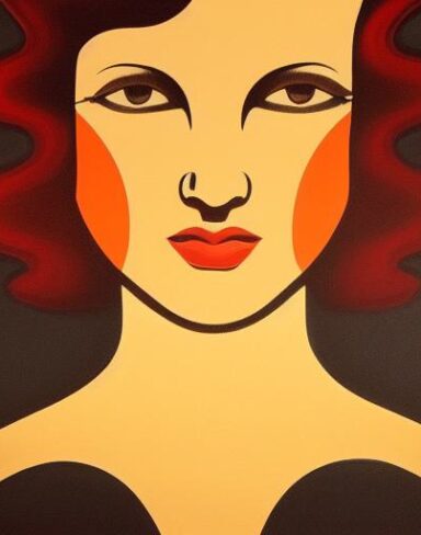 Art deco poster with woman face