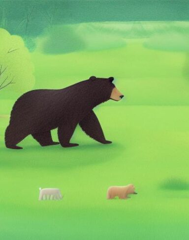 Bear on the lush green field