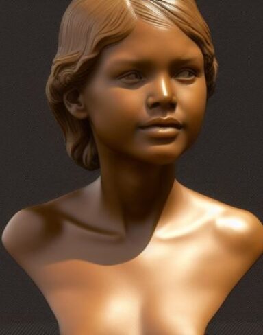 Bronze bust of a one girl