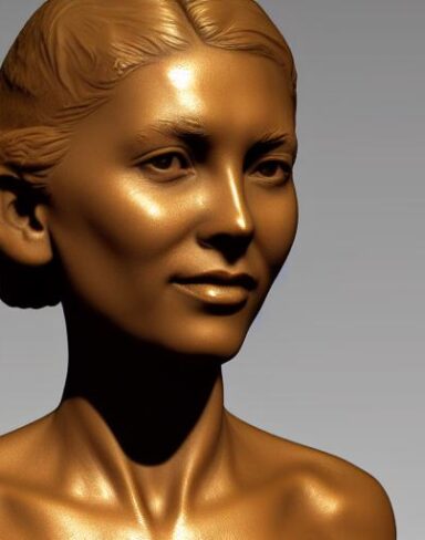 Bronze bust of one young lady