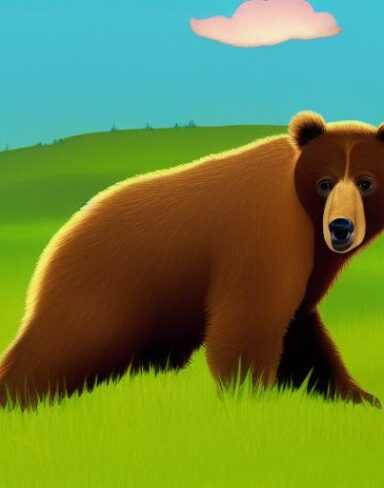 Brown bear on grassland