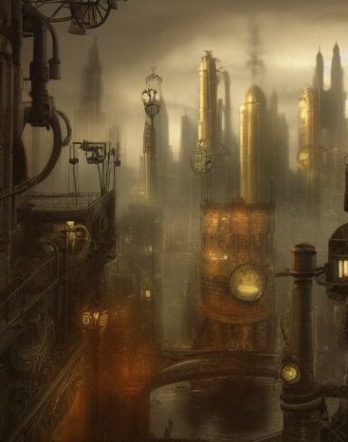 City under steampunk style
