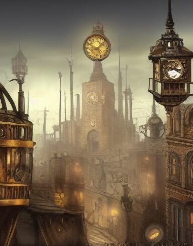 City under steampunk style